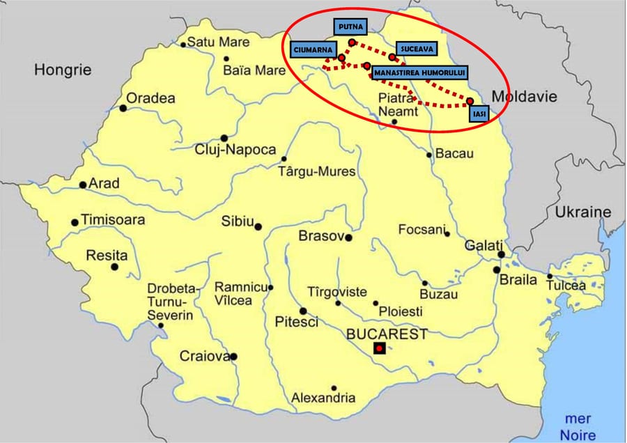 Carte du circuit Bucovine, terre d'histoire et de traditions