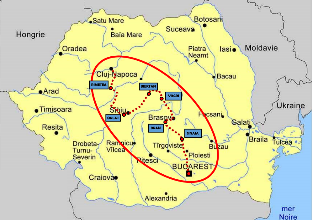 Carte du circuit Transylvanie du Sud, Roumanie et civilisation saxonne